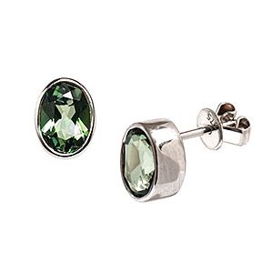 9ct White Gold 7x5mm Oval Green Topaz Stud Earrings Es00253