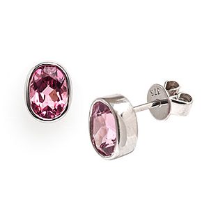 9ct White Gold Oval 7x5mm Pink Tourmaline Stud Earrings Es00252