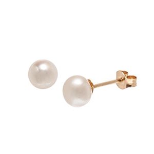 9ct Yellow Gold White 6 - 6.5 Mm Cultured Pearl Stud Earrings Es00011