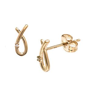 Diamond 9ct Gold Ribbon Stud Earrings Es00705