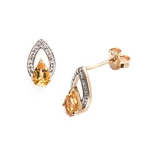 Gold Pear-Shape Citrine Stud-Earring Es00695