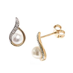 Gold Pearl Stud Earrings Es00703